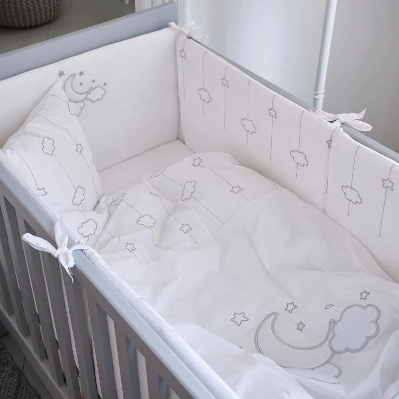 Funnababy Luna Chic White – Set 8-pjesësh për shtrat 60/70 cm