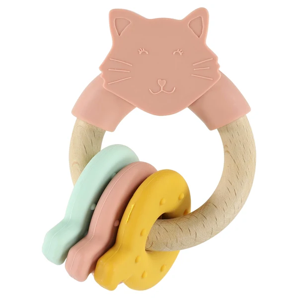 Wooden silione Activity ring mrs.cat