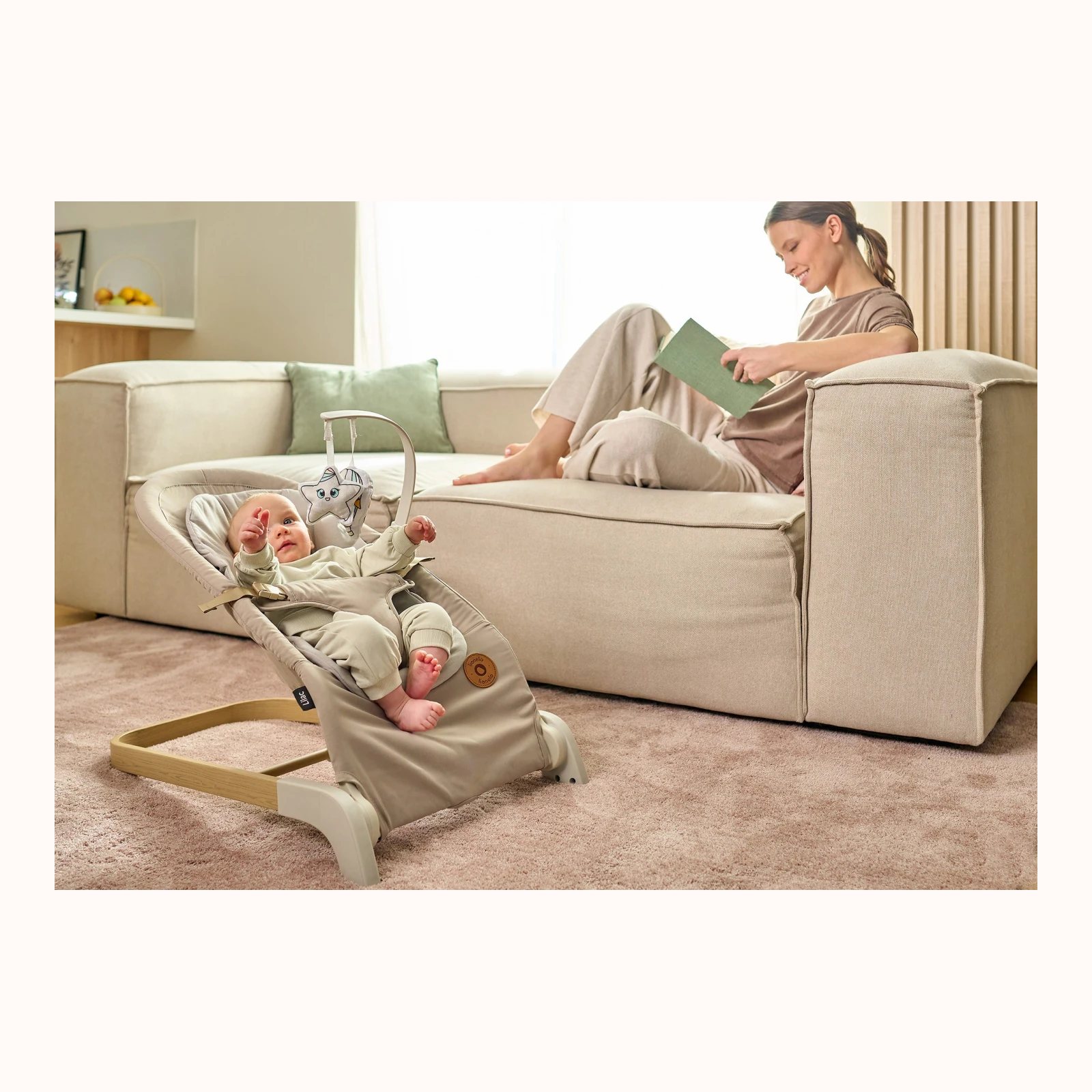 Lionelo Lilac Beige Sand – Rocker‑Recliner për fëmijë, pamja 3